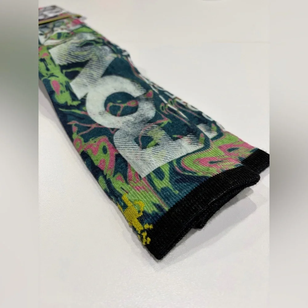 SmartWool Mens XL Zero Cushion Pow Print Ski Socks Blue Black NWT Over the Calf